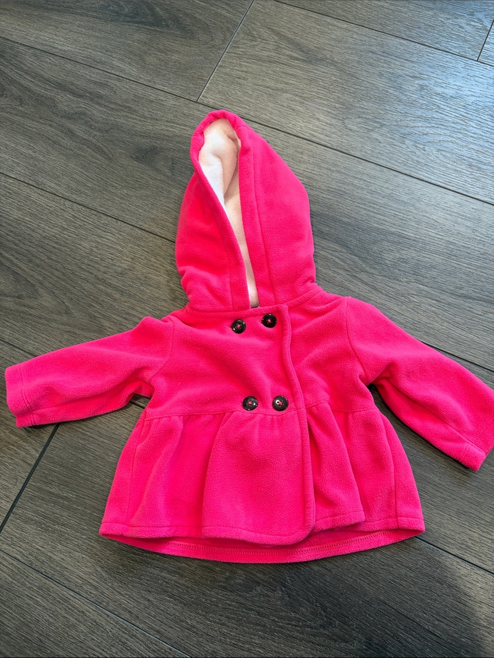 Carter's Bright Pink Hooded Double-Breasted Pea Coat